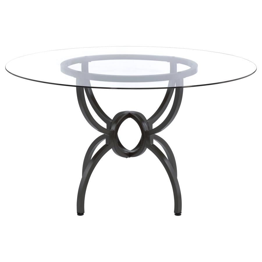 Aviano Round 48-inch Glass Top Metal Dining Table Gunmetal-zoom-3