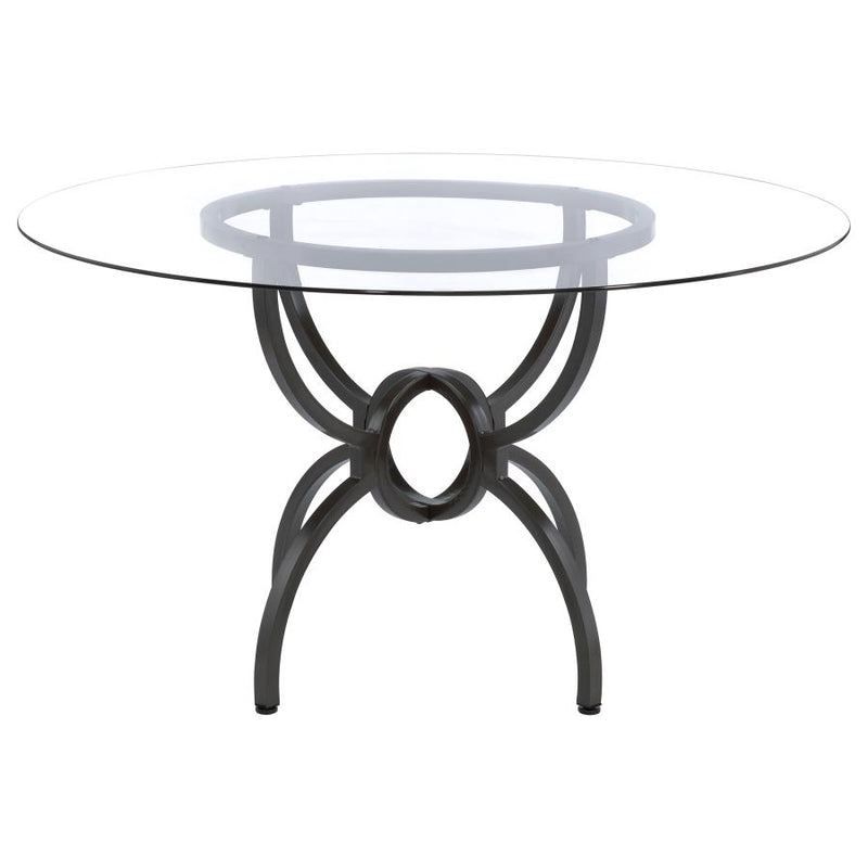 Aviano Round 48-inch Glass Top Metal Dining Table Gunmetal-zoom-