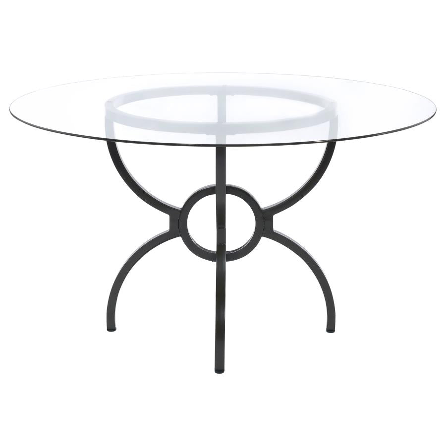 Aviano Round 48-inch Glass Top Metal Dining Table Gunmetal-zoom-4