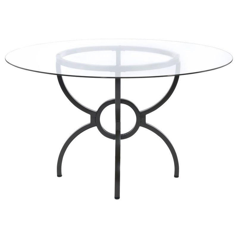 Aviano Round 48-inch Glass Top Metal Dining Table Gunmetal-zoom-