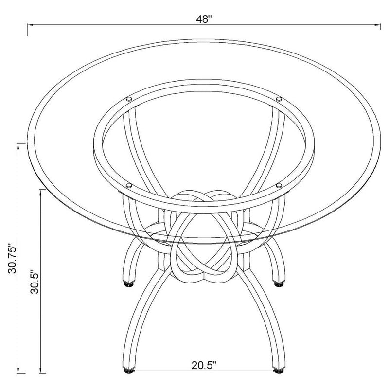 Aviano Round 48-inch Glass Top Metal Dining Table Gunmetal-zoom-