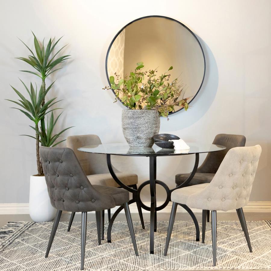 Aviano Round 48-inch Glass Top Metal Dining Table Gunmetal-11