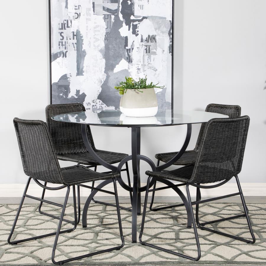 Aviano Round Metal Dining Table Base Gunmetal-zoom-7