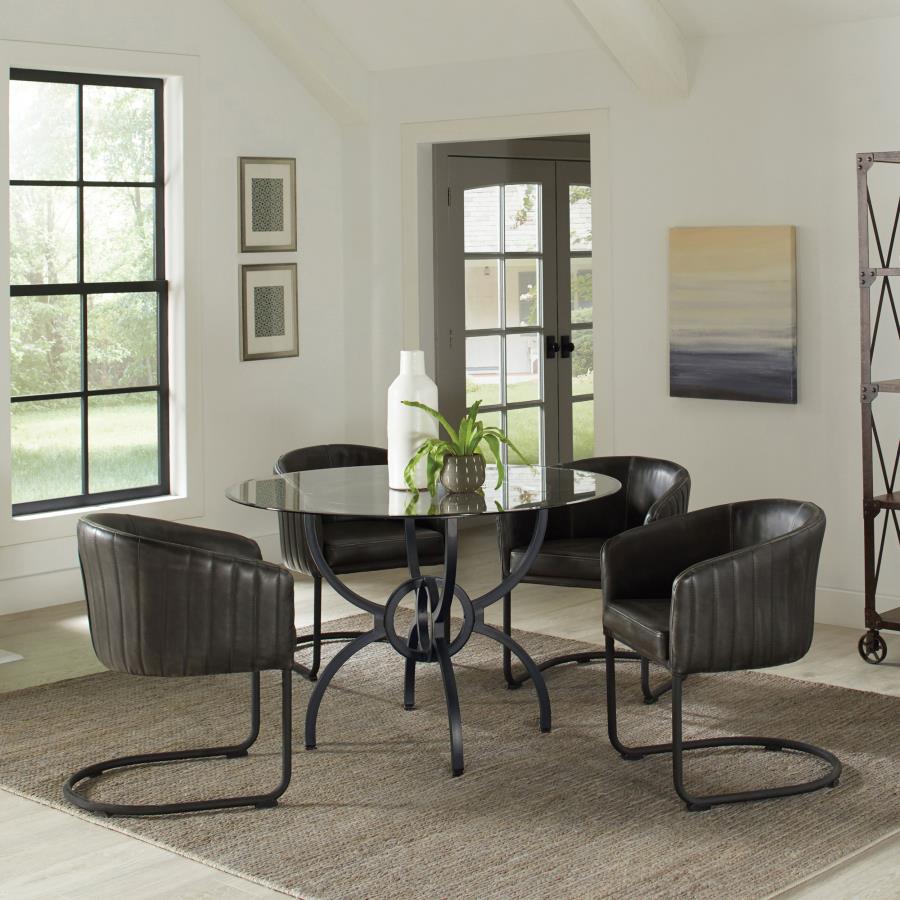 Aviano Round Metal Dining Table Base Gunmetal-zoom-8