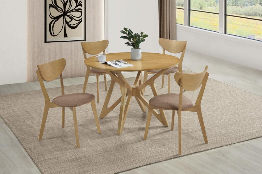 Elowen 5-piece Round Solid Wood Dining Set Light Walnut-zoom-1