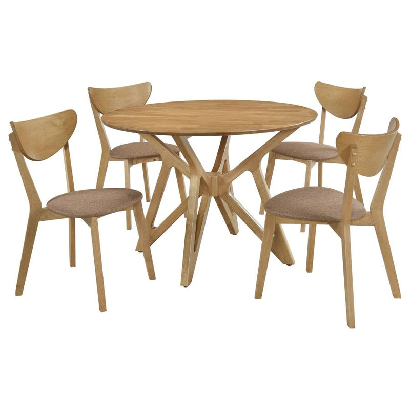 Elowen 5-piece Round Solid Wood Dining Set Light Walnut-zoom-