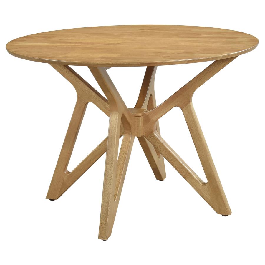 Elowen 5-piece Round Solid Wood Dining Set Light Walnut-zoom-3