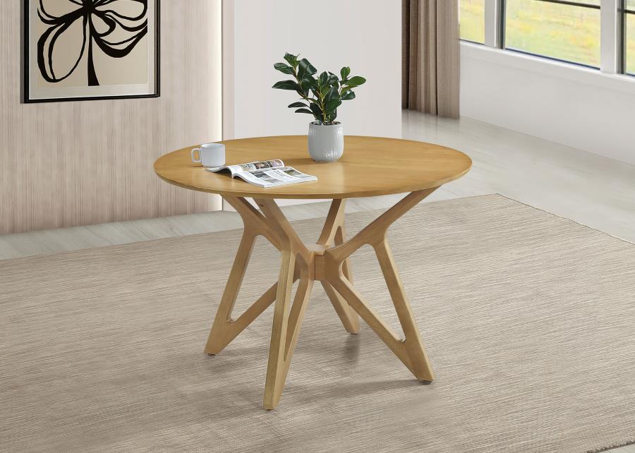 Elowen Round 42-inch Solid Wood Dining Table Light Walnut-2