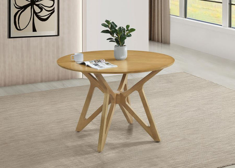 Elowen Round 42-inch Solid Wood Dining Table Light Walnut-zoom-