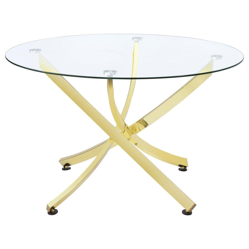 Beckham Round 46-inch Glass Top Dining Table Brass-zoom-