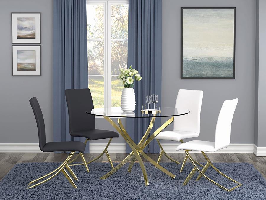 Beckham Round 46-inch Glass Top Dining Table Brass-zoom-5