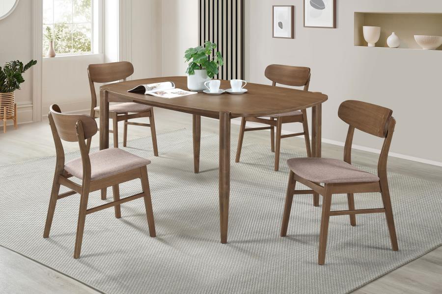 Dortch 5-piece Oval Solid Wood Dining Set Walnut-1