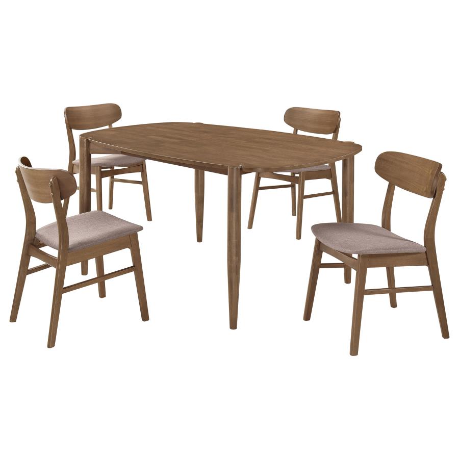 Dortch 5-piece Oval Solid Wood Dining Set Walnut-2