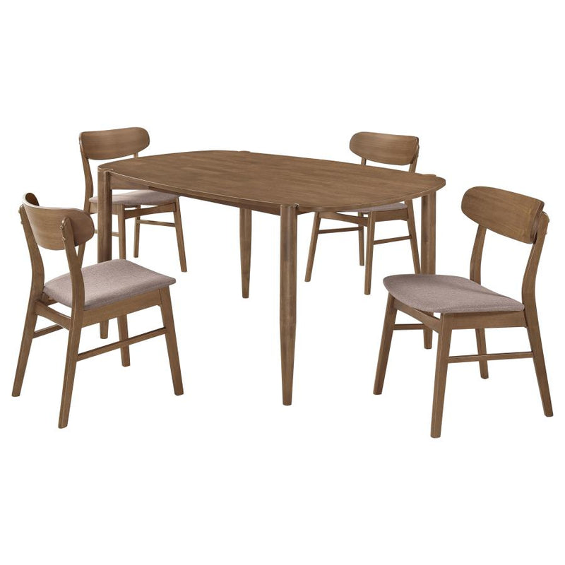 Dortch 5-piece Oval Solid Wood Dining Set Walnut-zoom-
