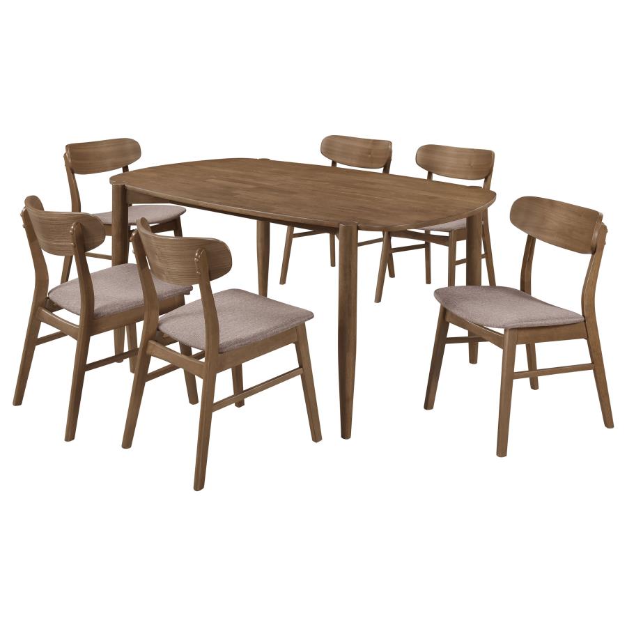 Dortch 7-piece Oval Solid Wood Dining Set Walnut-zoom-2