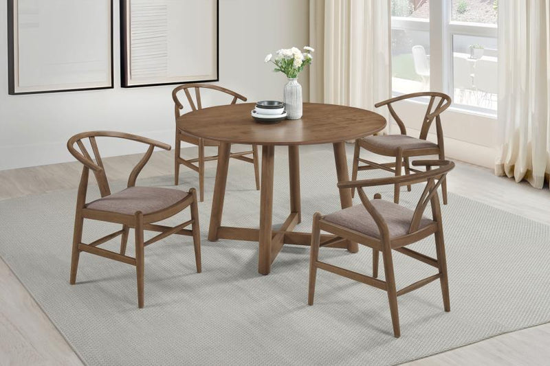 Dinah 5-piece Round Solid Wood Dining Set Walnut-zoom-