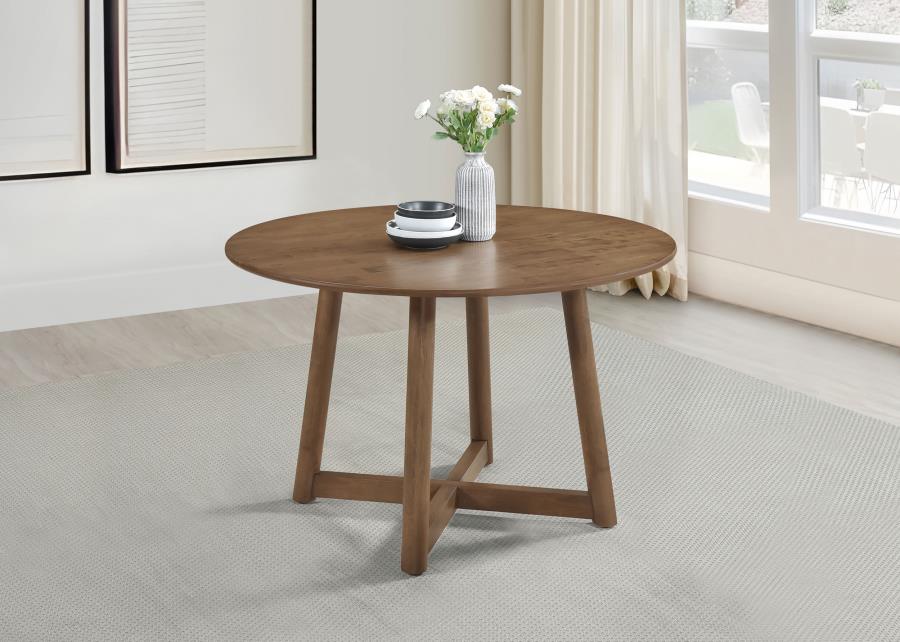 Dinah Round 47-inch Solid Wood Dining Table Walnut-2