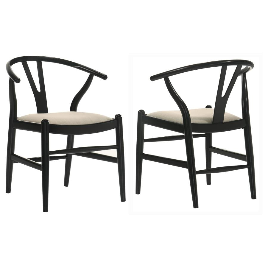 Crestmont Wood Wishbone Dining Side Chair Black (Set of 2)-zoom-1
