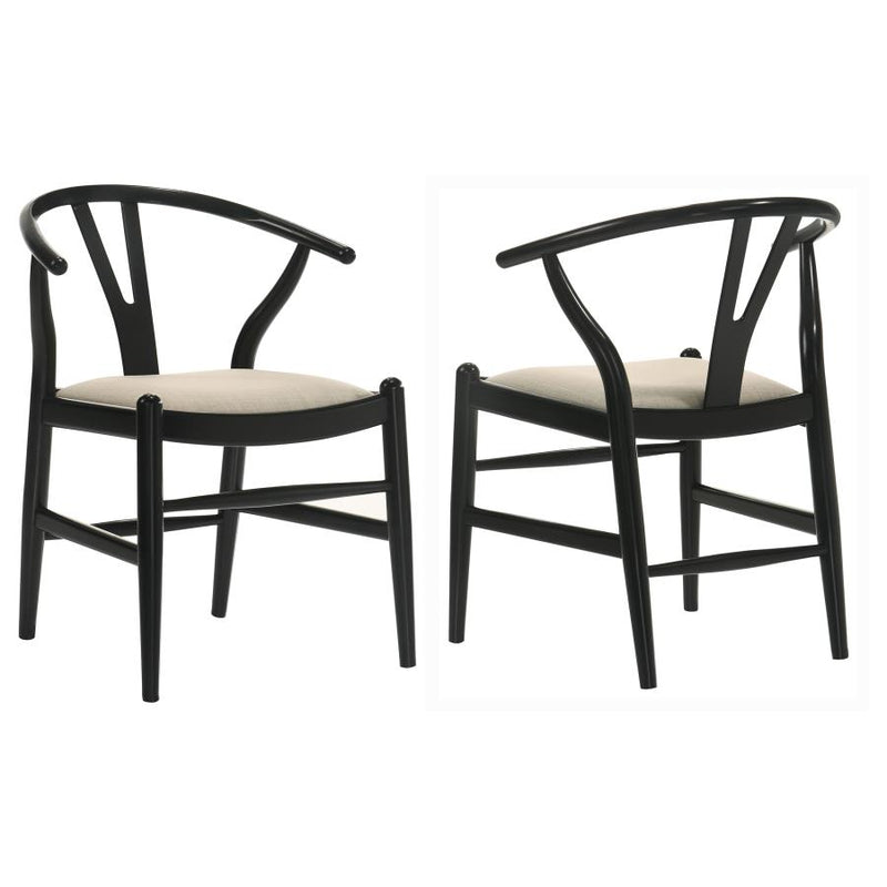 Crestmont Wood Wishbone Dining Side Chair Black (Set of 2)-zoom-