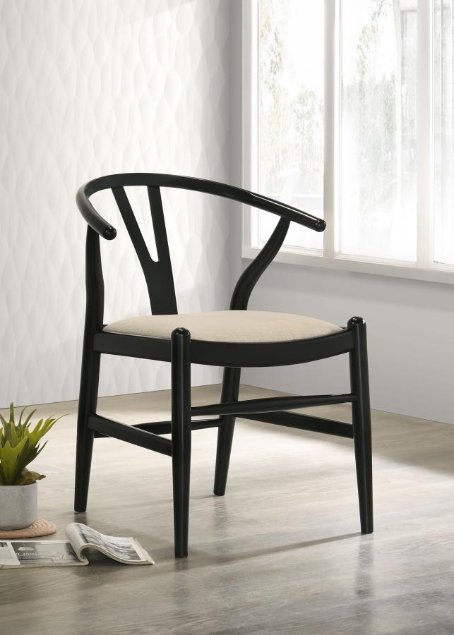 Crestmont Wood Wishbone Dining Side Chair Black (Set of 2)-zoom-