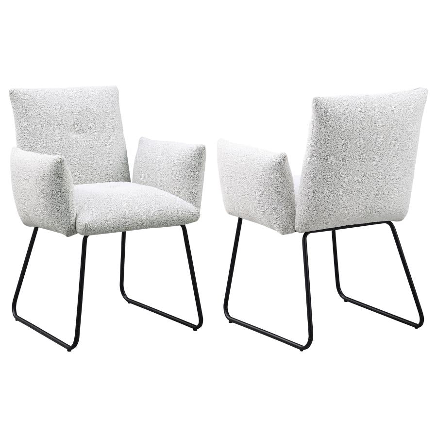 Ackland Upholstered Dining Arm Chair Light Grey (Set of 2)-zoom-1