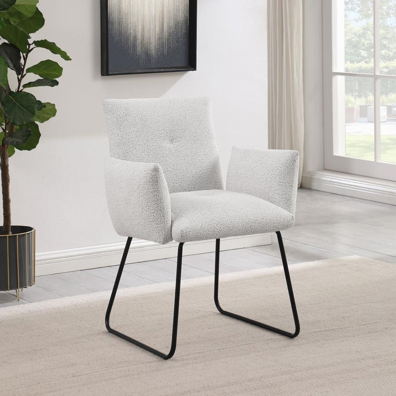 Ackland Upholstered Dining Arm Chair Light Grey (Set of 2)-zoom-