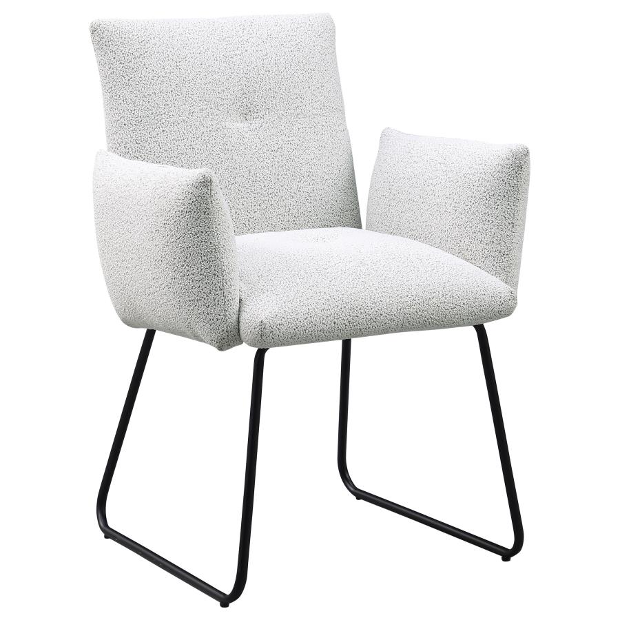 Ackland Upholstered Dining Arm Chair Light Grey (Set of 2)-zoom-3