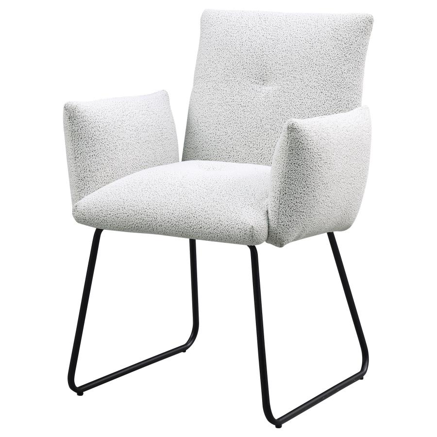 Ackland Upholstered Dining Arm Chair Light Grey (Set of 2)-zoom-5