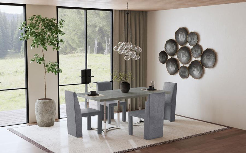 Tordera Velvet Upholstered Dining Side Chair Grey (Set of 2)-zoom-