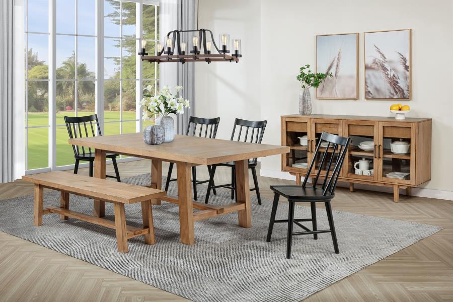 Middleton 6-piece Extension Leaf Dining Set Brown and Black-zoom-1
