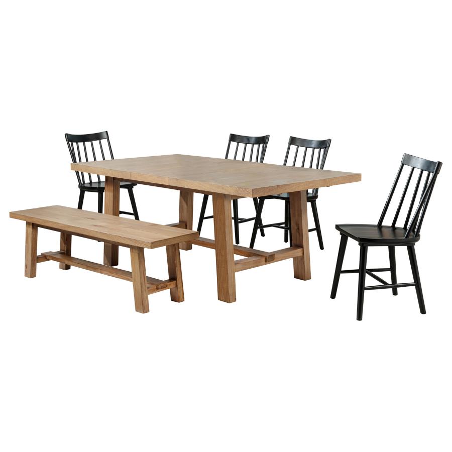 Middleton 6-piece Extension Leaf Dining Set Brown and Black-2