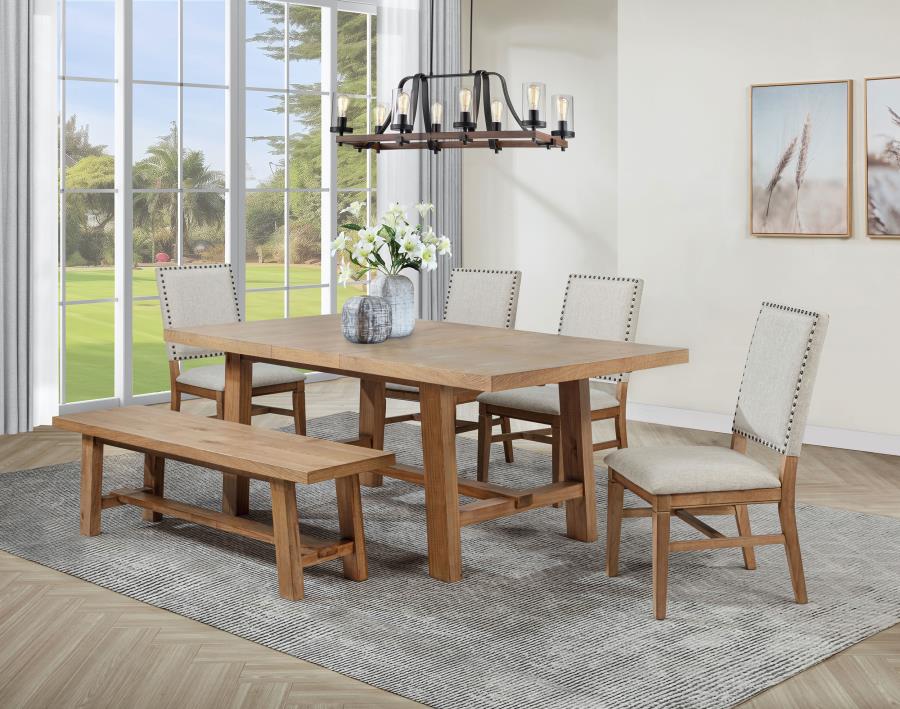 Middleton 6-piece Extension Leaf Dining Set Brown and Beige-zoom-1