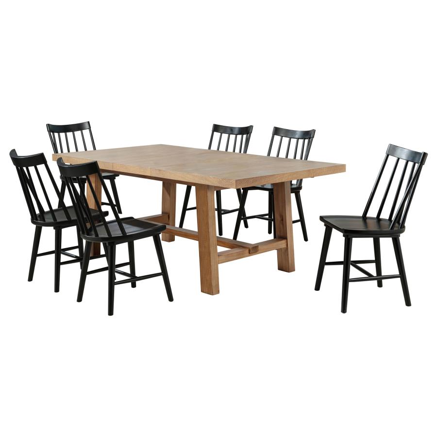 Middleton 7-piece Extension Leaf Dining Set Brown and Black-zoom-2