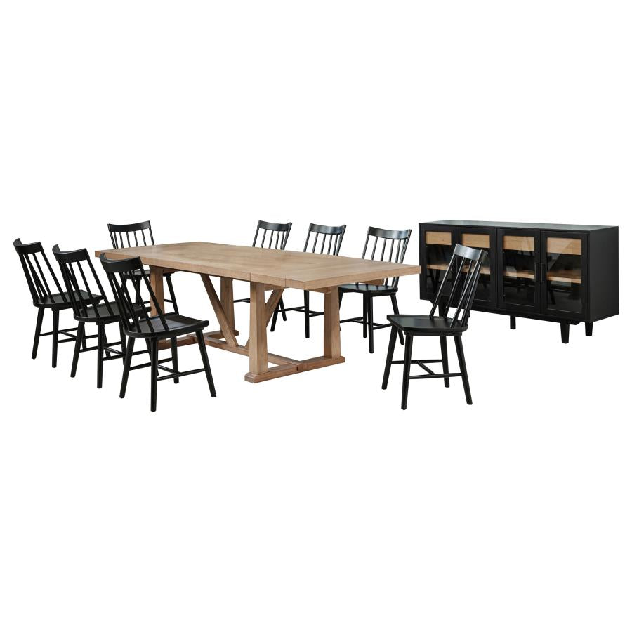 Middleton 10-piece Extension Leaf Dining Set Natural Brown and Black-zoom-2