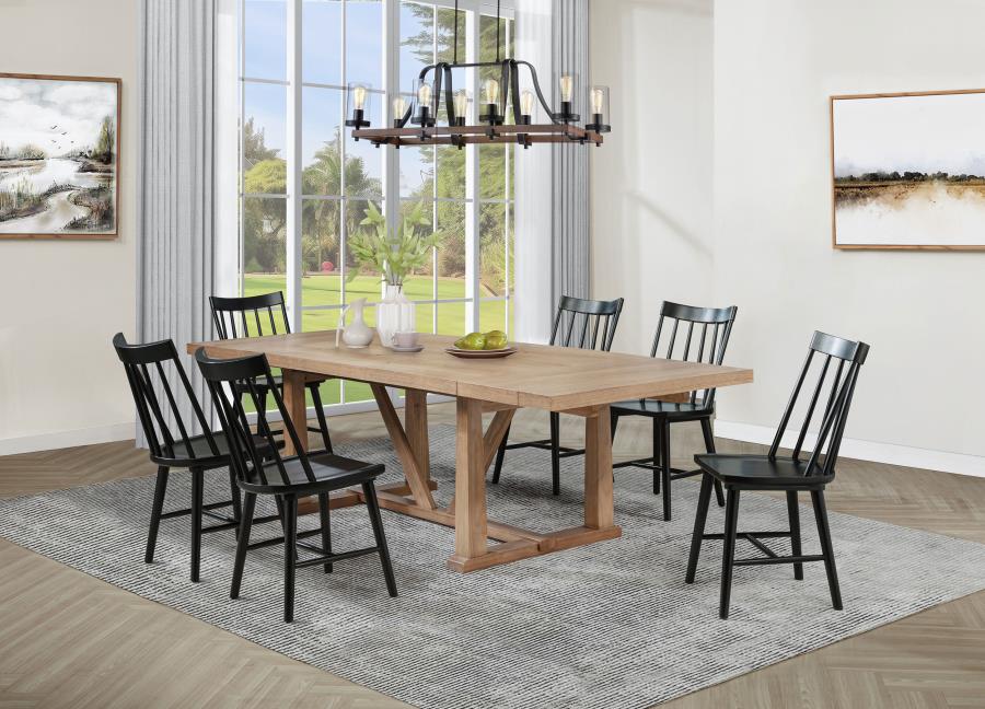 Middleton 7-piece Extension Leaf Dining Set Brown and Black-zoom-1