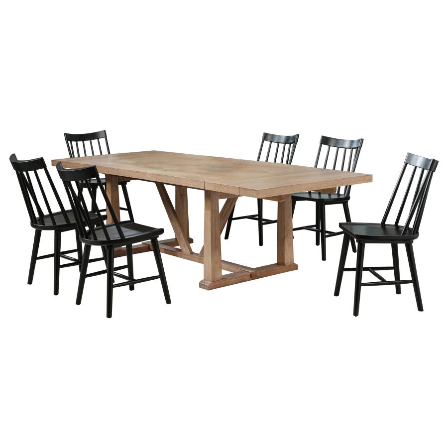 Middleton 7-piece Extension Leaf Dining Set Brown and Black-2