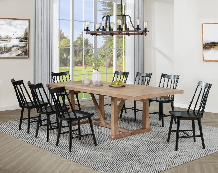 Middleton 9-piece Extension Leaf Dining Set Brown and Black-1