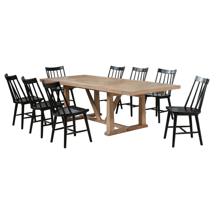 Middleton 9-piece Extension Leaf Dining Set Brown and Black-zoom-2
