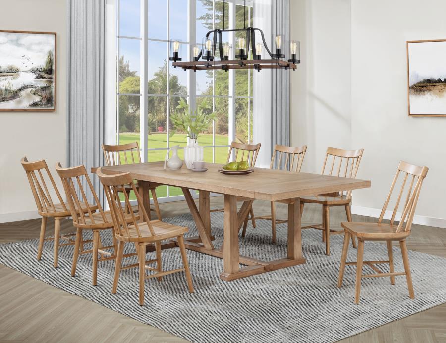 Middleton 9-piece Extension Leaf Dining Set Natural Brown-zoom-1