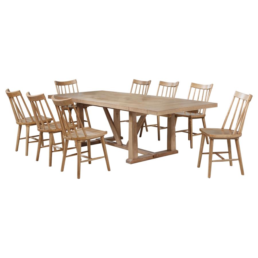 Middleton 9-piece Extension Leaf Dining Set Natural Brown-zoom-2