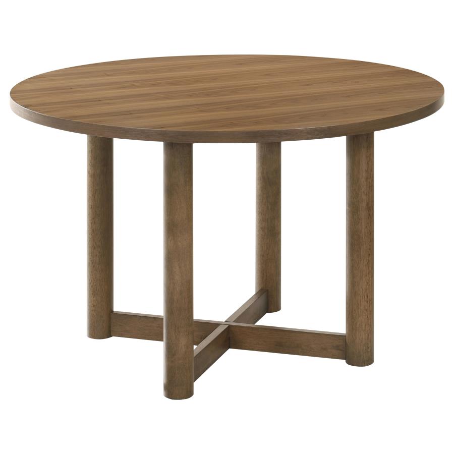 Crestmore 5-piece 46-inch Round Wood Dining Table Set Walnut-zoom-3