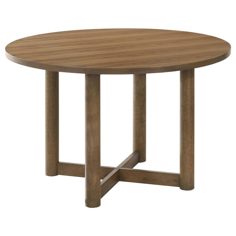 Crestmore 5-piece 46-inch Round Wood Dining Table Set Walnut-zoom-