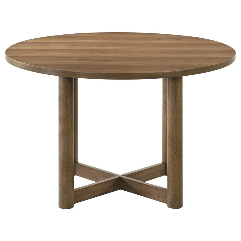 Crestmore 5-piece 46-inch Round Wood Dining Table Set Walnut-zoom-