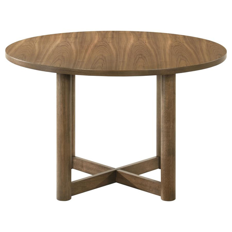 Crestmore 5-piece 46-inch Round Wood Dining Table Set Walnut-zoom-