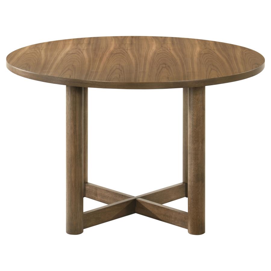 Crestmore 46-inch Round Wood Dining Table Walnut-4