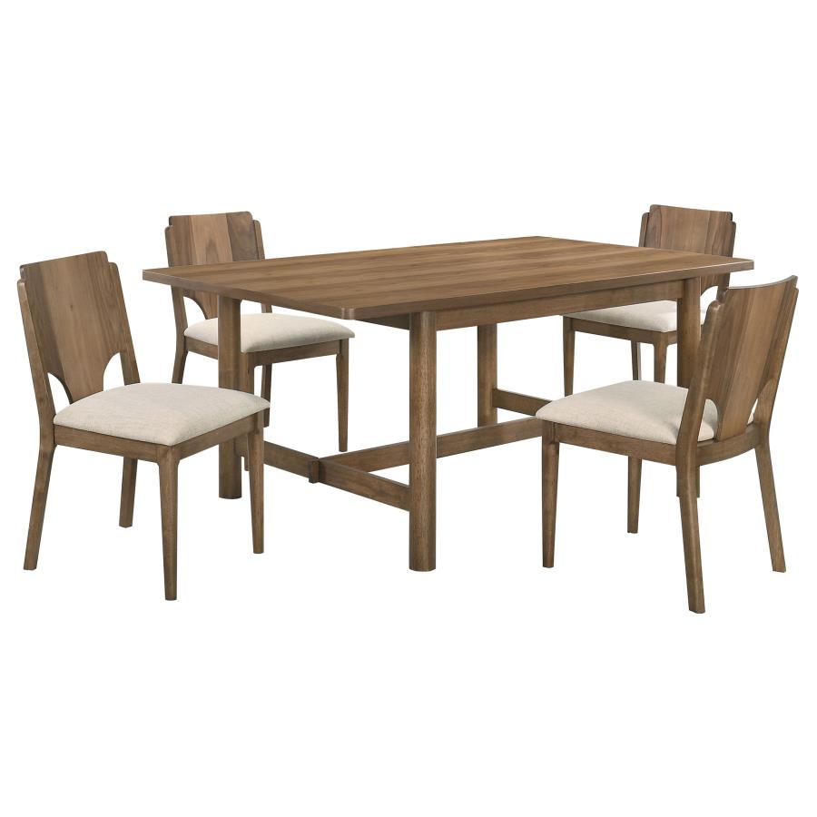 Crestmore 5-piece Rectangular Dining Table Set Walnut-2