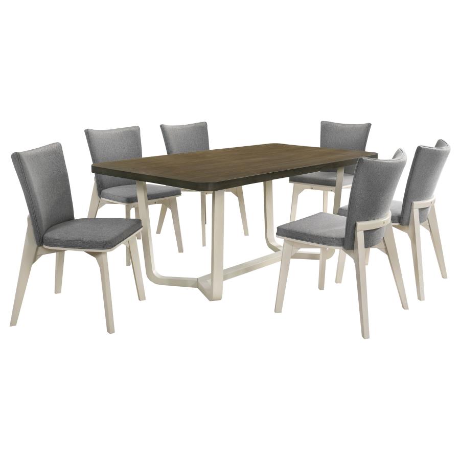 Biloxi 7-piece 71-inch Rectangular Dining Set Greyish Brown-zoom-2