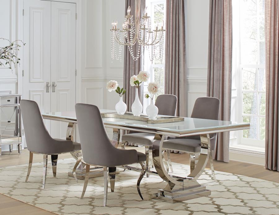 Antoine 5-piece Rectangular Glass Top Dining Table Set Grey-zoom-1
