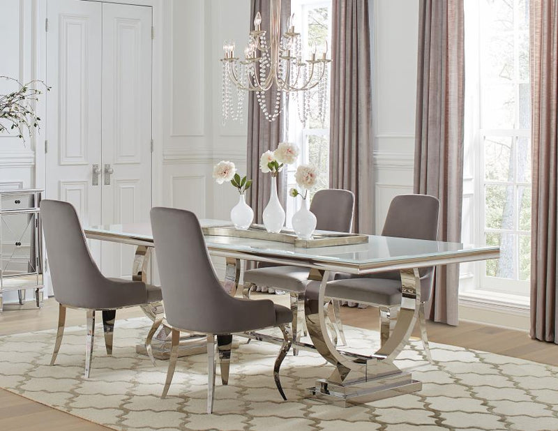 Antoine 5-piece Rectangular Glass Top Dining Table Set Grey-zoom-