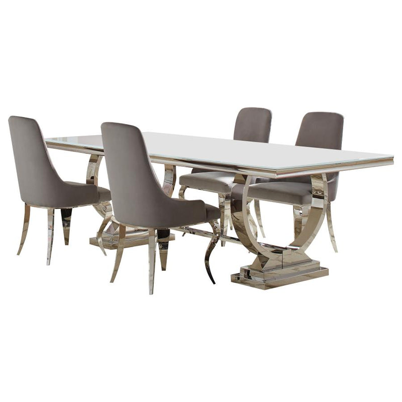 Antoine 5-piece Rectangular Glass Top Dining Table Set Grey-zoom-
